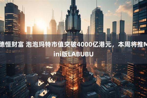 德恒财富 泡泡玛特市值突破4000亿港元，本周将推Mini版LABUBU