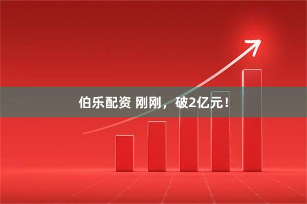 伯乐配资 刚刚，破2亿元！